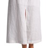 EELOTILE Womens Pure Linen Maxi Skirt Elastic Drawstring Back Slit
