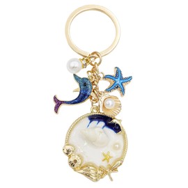 TTYY Ocean Keychain Adorable Sea Animal Charms Perfect for Beach Lovers, Travel Enthusiast Ideal for Backpacks (blue-starfish)
