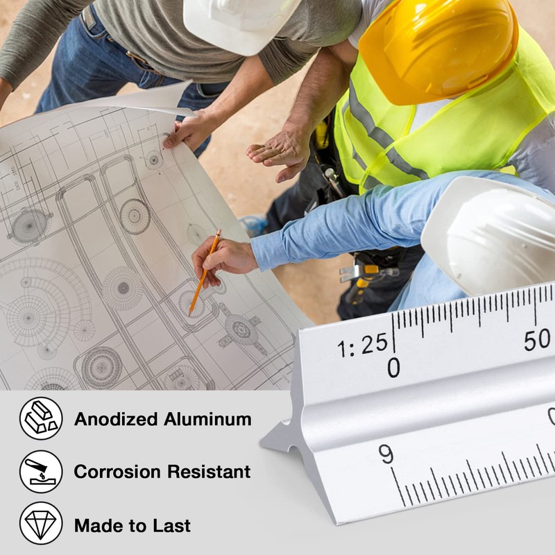 Set of 2 Scale Ruler: 30 cm Length Triangular Scale