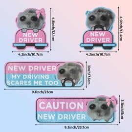 CNhoqc 4pcs Shivering Hamster New Driver Car Magnet, Cute Reflective Student Driver Sign for Car Bumper, Cartoon Nervous Hamster Caution New Driver Reusable Magnet Sticker for Car Bumper Safety Sign