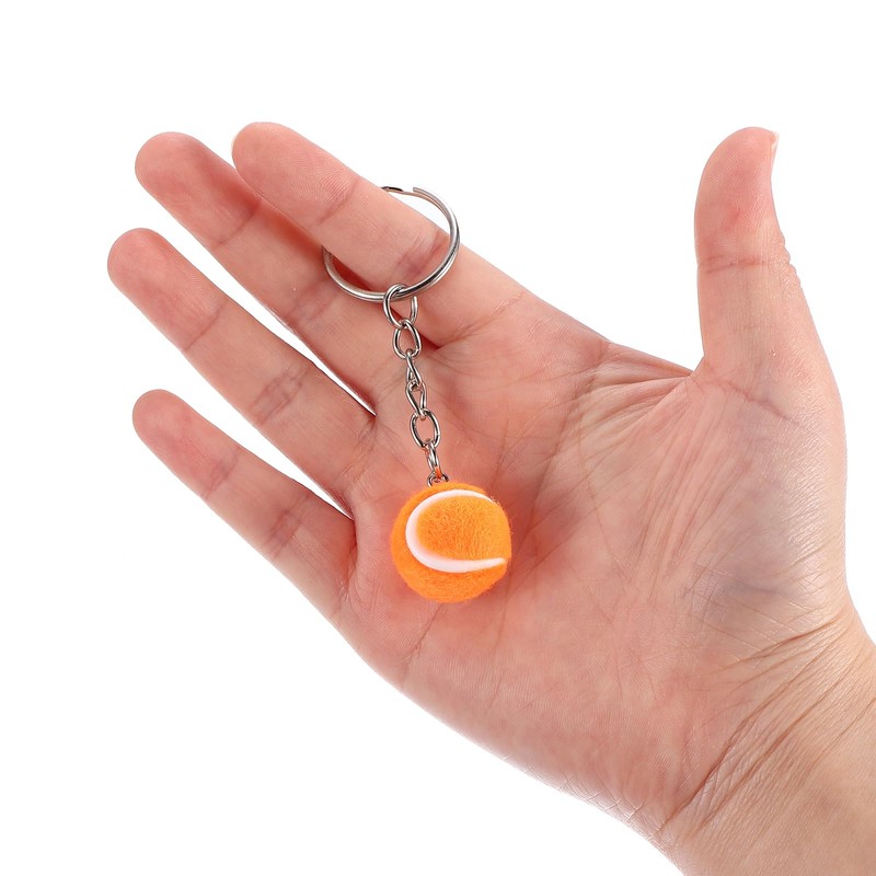 [PATIKIL] テニスキーチェーン 4個のミニテニスボールキーチェーンキーリング スポーツ愛好家向けのかわいいスポーツキーリング オレンジ