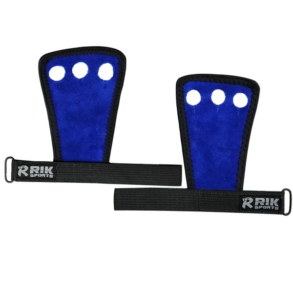 RIK SPORTS 3-Hole Gymnastics Grips with Wrist Support - Latex-Free