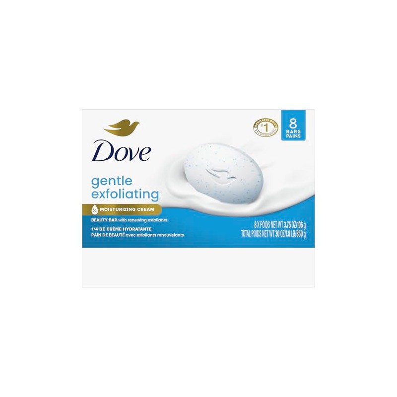 Dove Barra de Belleza Suavizante para Piel Sensible, Exfoliante Suave,