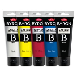Jasart Byron Acrylic Paint, 75 ml, Primary Cool, (5 Pieces Set)