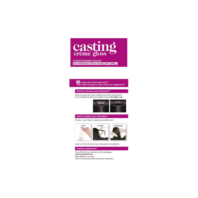 L'Oreal Casting Creme Gloss Semi-Permanent Hair Colour 200 Ebony