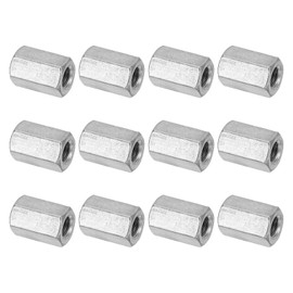 PATIKIL M8 x 1.25-Pitch 304 Stainless Steel Hex Coupling Nuts, 12Pcs 20mm/ 0.8" Length Coarse Fully Threaded Rod Coupling Nut Studding Connector Fasteners, Silver Tone