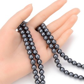 50pcs Adabele Natural Black Hematite Healing Gemstone 8mm Round Loose Beads Gem Stone Spacer for DIY Craft Jewelry Making GFC1-8