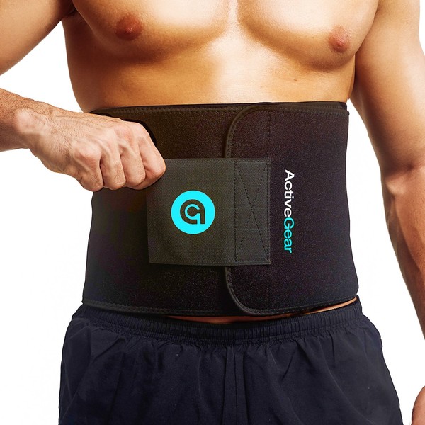 ActiveGear Waist Trimmer Belt for Stomach and Back Lumbar Support, Large: 9" x 46" - Blue
