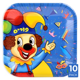 Purim Plates - Purim Party Supplies - Decoraciones Happy Purim para el hogar - Juego de vajilla de fiesta Purim - Paquete de 10 artículos de fiesta Purim - Platos de 9 pulgadas