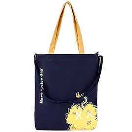 Jeelow Bolso bandolera de lona con cierre para hombres y mujeres, Patrón azul marino, L