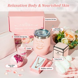 Birthday Gifts for Women, Happy Birthday Basket, Body Relaxing Bath Spa Gift for Her, Gift Baskets for Women Friendship Sister Female Boyfriend Girlfriend Mother