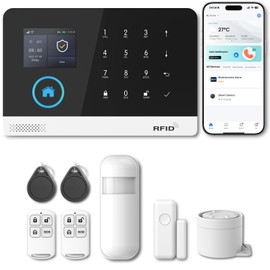 PGST Alarm System for Home Security, Smart Home Security System,8-Piece kit (Alarm Siren, Door Window Sensor, Remote),WiFi Phone Alert,Work with Alexa, No Monthly Fee