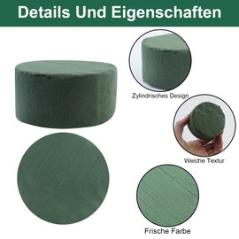 JRSHIRLEYLTD 5 Pcs Flower Foam 8*4cm Round Flower Sponge Cylinder Flower Foam for Weeding Decorating Party (Green)
