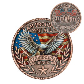 Military Tribute Challenge Coin-A Tribute to Veterans,a Remembrance of Heroes,a Thank You for Your Service,and a National Flag.The Perfect Gift for Veterans Day and Memorial Day. (1)