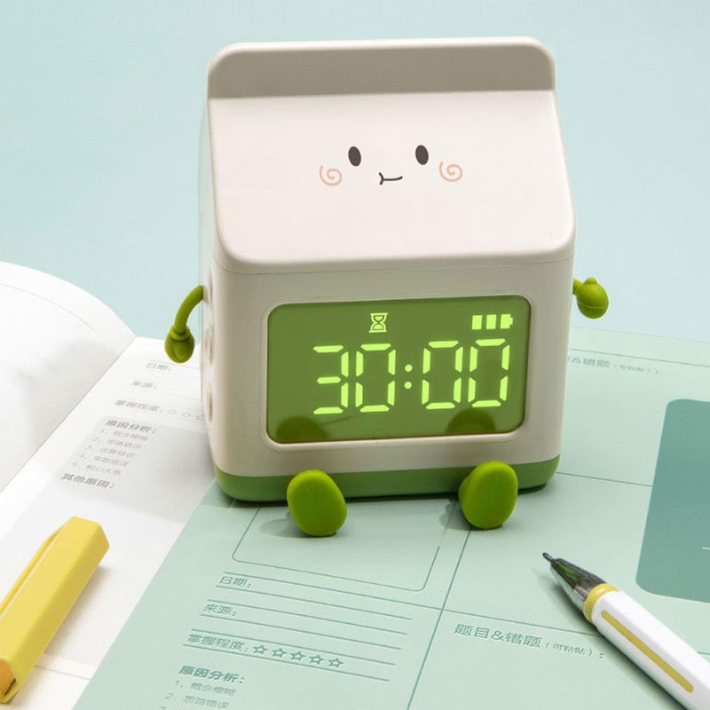 EVGATSAUTO Cute Milk Carton Alarm Clock for Cartoon Digital Alarm