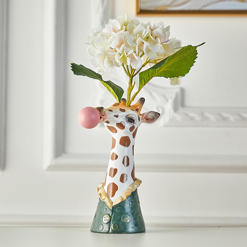 Resin Animal Head Vase, Blowing Bubbles Creative Vase, Home Living