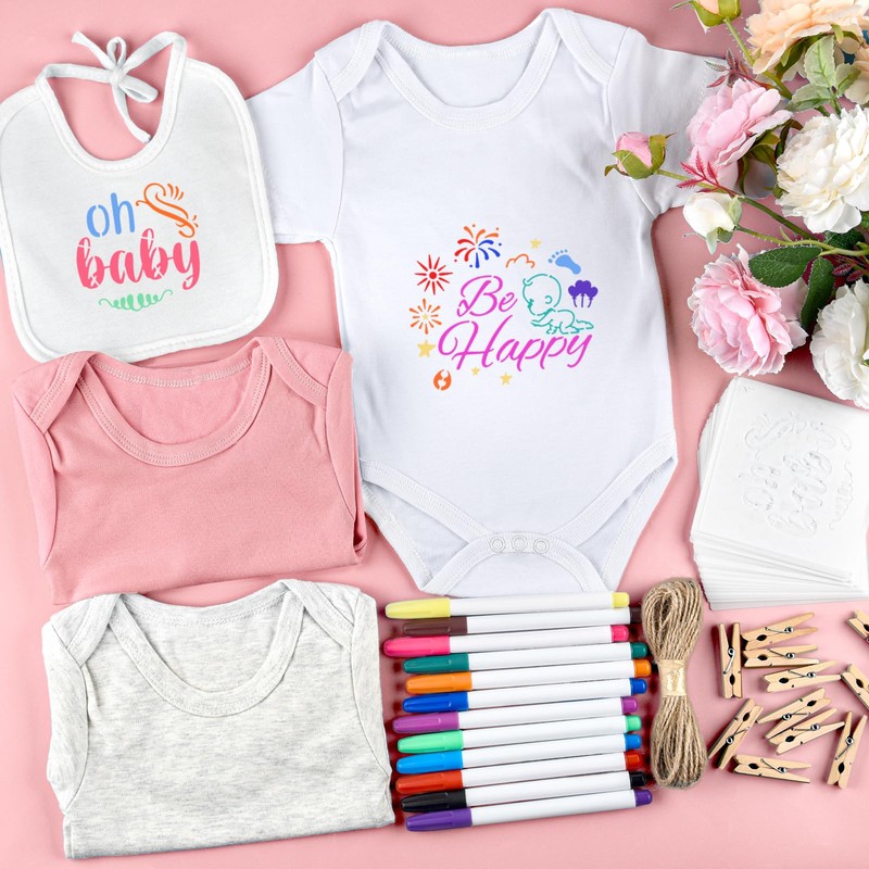 60/110/220 Pcs DIY Baby Bibs Bodysuit Set Baby Shower Game