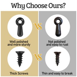 Picture Frame Turn Button Fasteners Set, 100 PCS Picture Frame Backing Clips Photo Frame Hardware Clips with 100 Pieces Screws for Hanging Pictures, Photos, Drawing by PinCute (Black)