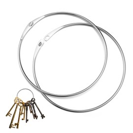 Roinaid Pack of 2 key rings, large, multifunctional, key ring large for keys, clothes and more, goods ring, key ring for hanging belts, scarves and clothes, silver