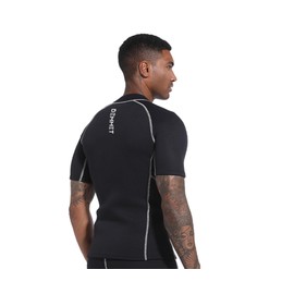 DEMMET Wetsuit Top Mens Women 3mm Couple Short Sleeve Front Zipper Neoprene 1.5MM Mens Shorty Wetsuit Jacket for Swimming Diving Snorkeling Surfing Kayaking Canoeing