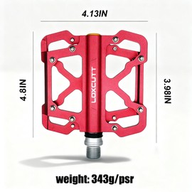 LOXCUTT Road/Mountain Bike Pedals - 3 Bearings 9/16” Aluminum Alloy Bicycle Pedals - Mountain Bike Pedal with Removable Anti-Skid Nails