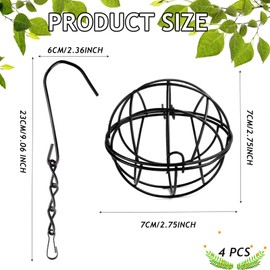 Pack of 4 Chit Ball Holder, Bird Feeder, Metal Hanging Bird Feeder, Fat Ball Holder for Hanging, Bird Feeder for Wild Birds, Garden