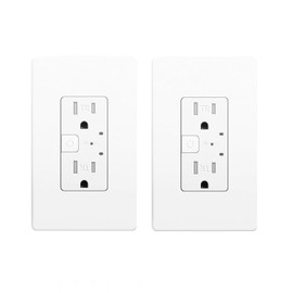Smart Wall Outlet, Electrical Smart Outlet Compatible with Alexa and Google, 2.4GHz Wi-Fi in-Wall Plug Socket, Smart Receptacle with Remote Control&Timer, Tamper-Resistant, ETL & FCC, 2-Pack