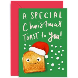 Old English Co. Special Christmas Toast To You Card for Him or Her - Funny Christmas Card for Men and Women - Cute and Unique Festive Card for Them | Blank Inside with Envelope