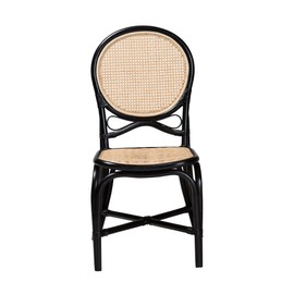 bali & pari Ayana Natural Rattan Dining Chair, One Size, Black