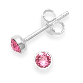 Heather Needham Sterling Silver Pink Cubic Zirconia Earrings - Pink Cubic Zirconia Stud Earrings - SIZE: 4mm. Gift Boxed 5554PCZ