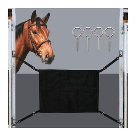 GAITWIN Horse Stall Guard with Swivel Snap Hook,Horse Stall Aisle Guard Fence with Ajustable Straps Strong Metal Push Gate Clip Equestrian Products (Black)