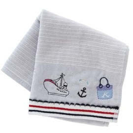 Blooming 000131-0015-03 Kitamura Towel Handkerchief, Border (Gray), Women's, Gauze, Handkerchief, Approx. 9.8 inches (25 cm), multicolor, Approx. 25 x 25 cm