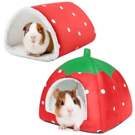 TiereCare Guinea Pig Hideout with Tunnel, Washable Chinchilla House Bed, Fleece Hideaway, Enrichment Toys, and Cage Accessories for Ferret Hedgehog Small Animal