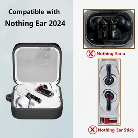 Case Cover Compatible with Nothing Ear Earbuds, Ziseyoru Soft Silicone Nothing Ear Protective Case with Cleaner Kit with Carabiner Keychain Accessories (Black)