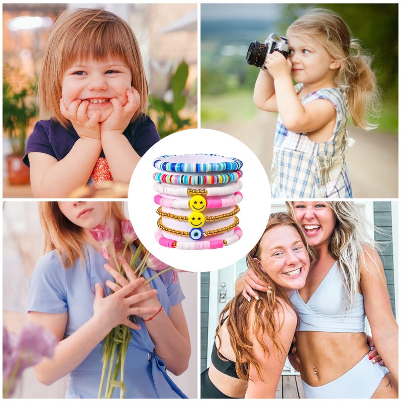 LUTER 7pcs Surfer Bracelets, Colored Surfer Beach Bracelets Stylish Boho