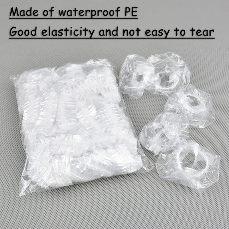 100 Pcs Disposable Ear Covers for Shower, Plastic Waterproof Ear