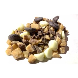 Callebaut Crushed Toffee Crunch Covered Callebaut Belgian MILK &Dark White Chocolate Chips - 1lb
