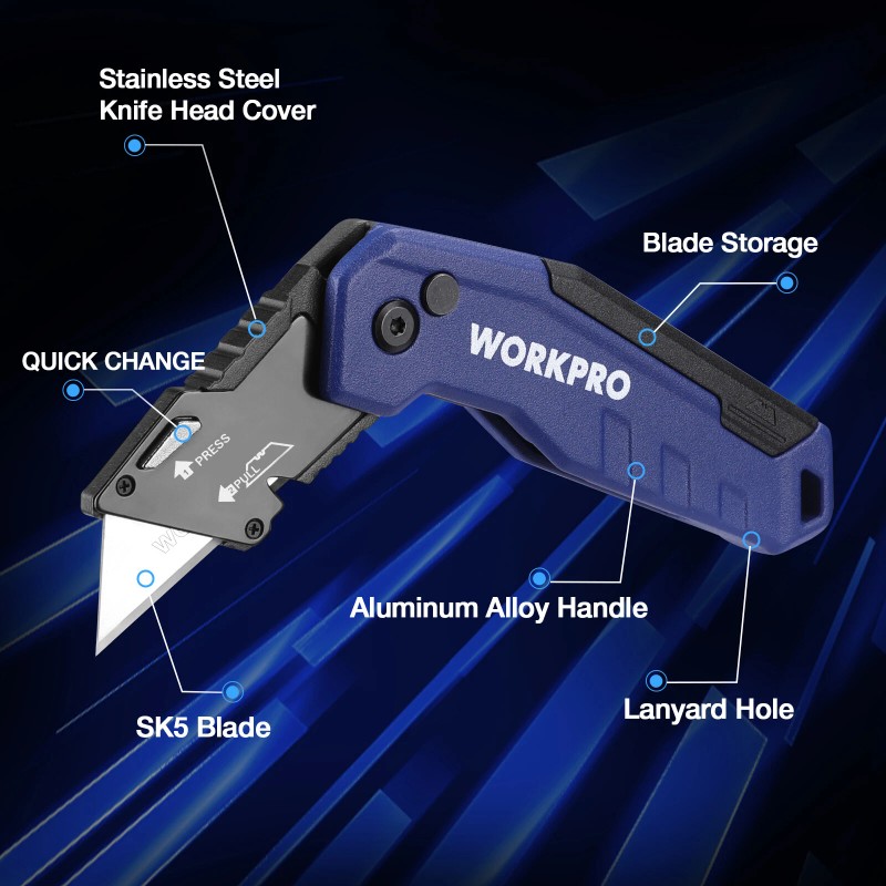 WORKPRO Folding Utility Knife Quick Change Box Cutter Razor Knife