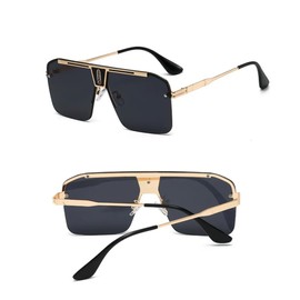 MISHI LONDON Oversized Square Fashion Shades Sunglasses for Women and Men 100% UV400 Protection Polarized, Black Lens, MEtal Frame