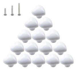 HUAMULAN 15PCS Glossy Ceramic Knobs Heart Shape Cabinet Dresser Pulls Door Handles Cupboard Wardrobe Drawer,White