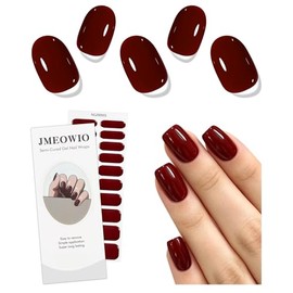 JMEOWIO Lámina de uñas de gel rojo vino, autoadhesiva, pegatinas de uñas sticker, UV, endurecimiento, decoración para decoración de uñas, accesorios
