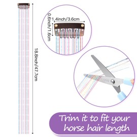 Juexica 18 Pcs Horse Accessory Clip in Hair Extensions for Mane and Tail Tack Horse Stuff Pony Hair Tinsel for Real Horses Western Bride Horse Lover and Girls Birthday (Multicolor)