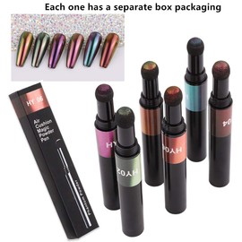 XICHEN 6 colors/set Air Cushion Nail Powder Pen Holographic Nails Powder with Mirror Effect, Manicure cushion magic pen, Laser Phantom Series Magic Mirror Powder