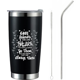 Xildew Good Friends are Like Stars You Don’t Always See Them but Know They Always There Friendship Theme Funny Christmas Birthday Gift for Friend BFF Bestie Her Him Stainless Steel Tumbler 20 oz Black