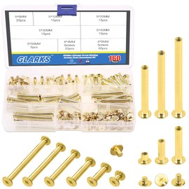 Glarks 80 Sets M5 x 6/10/20/30/40/50 Phillips Chicago Screw Binding Screws Posts Assortment Kit for Scrapbook Photo Albums Craft and DIY Leather Decoration Bookbinding