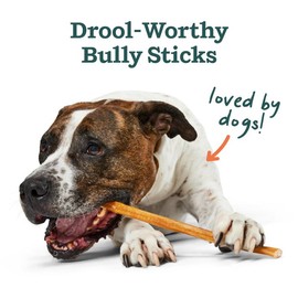 WOOF Bully Sticks - Chew Sticks for Dogs - Long-Lasting Dog Products - Made with Free-Range, Grass-Fed Beef - Length: 12-inch, Count: 25 pack