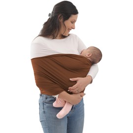 Kloovete Baby Wrap Carrier, Perfect Baby Carrier Wrap Sling for Newborn and Infant up to 35 lbs. (Sepia/Natural, M (S, M, L of Clothing Size))