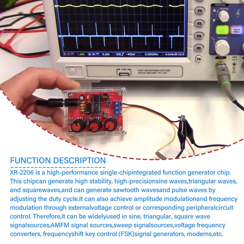 XR2206 Precise Function Signal Generator, 1Hz-1MHz Adjustable Frequency Module with