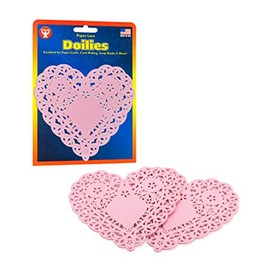 Hygloss Products Heart Paper Doilies – 4 Inch Pink Lace Doily for Decorations, Crafts, Parties, 100 Pack