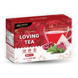 Indochine Blends - Loving Tea, 50 Corn Fiber Pyramid Tea Bags, 2.5g/bag - Four Flavors Mix Herbal Tea - Black Tea, Rosemary, Roses, Hibiscus Flowers, Aid in Digestion & Rich in Antioxidants